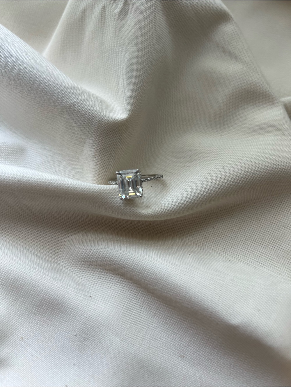Emerald-Cut diamond pave ring